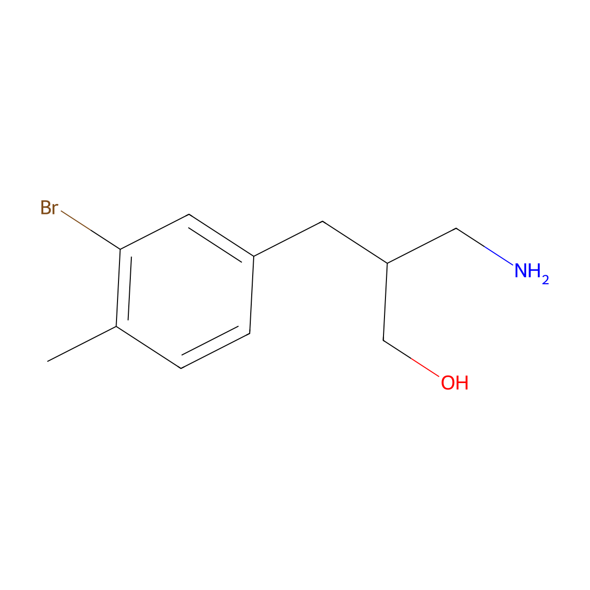3-Amino-2-[(3-bromo-4-methylphenyl)methyl]propan-1-ol molecular structure, CAS 1556968-57-0