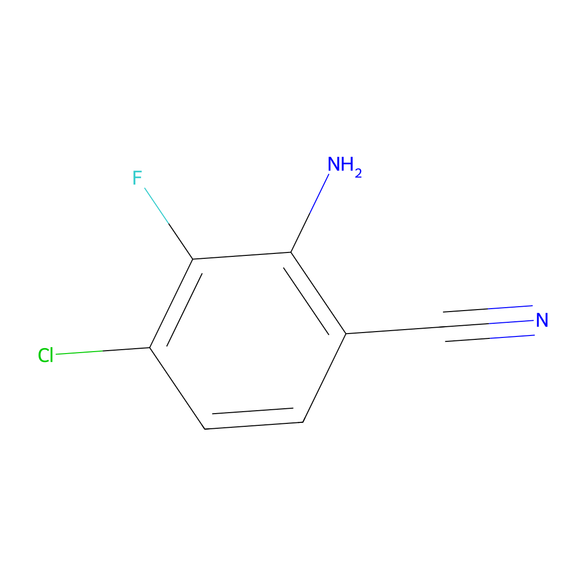 2-Amino-4-chloro-3-fluorobenzonitrile molecular structure, CAS 1556970-15-0