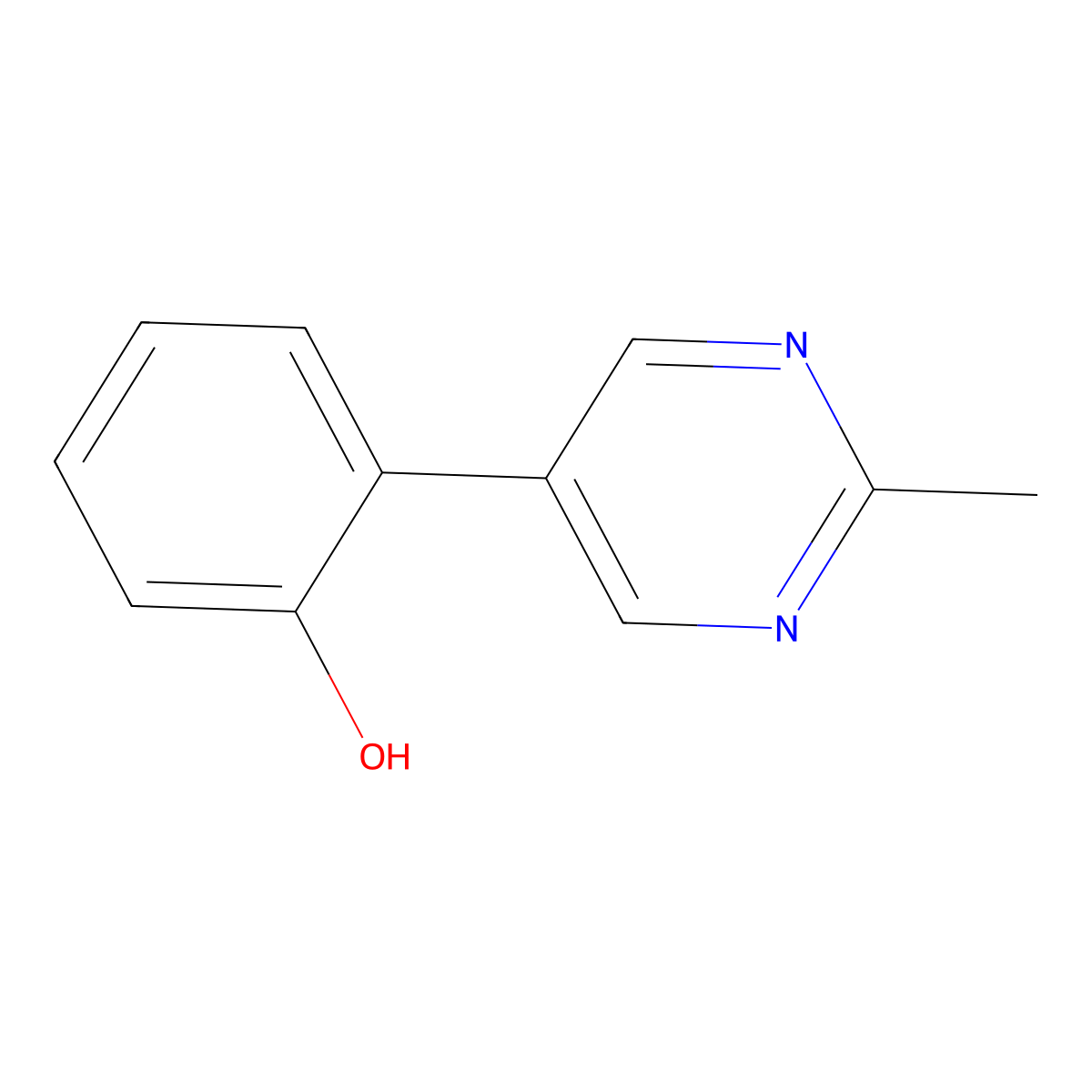2-(2-Methylpyrimidin-5-yl)phenol molecular structure, CAS 1556971-43-7