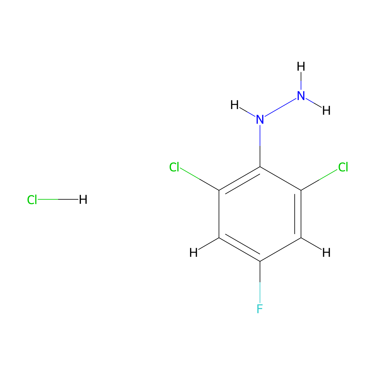 2,6 Dichloro-4-fluoro-phenylhydrazine hydrochloride molecular structure, CAS 1556973-21-7
