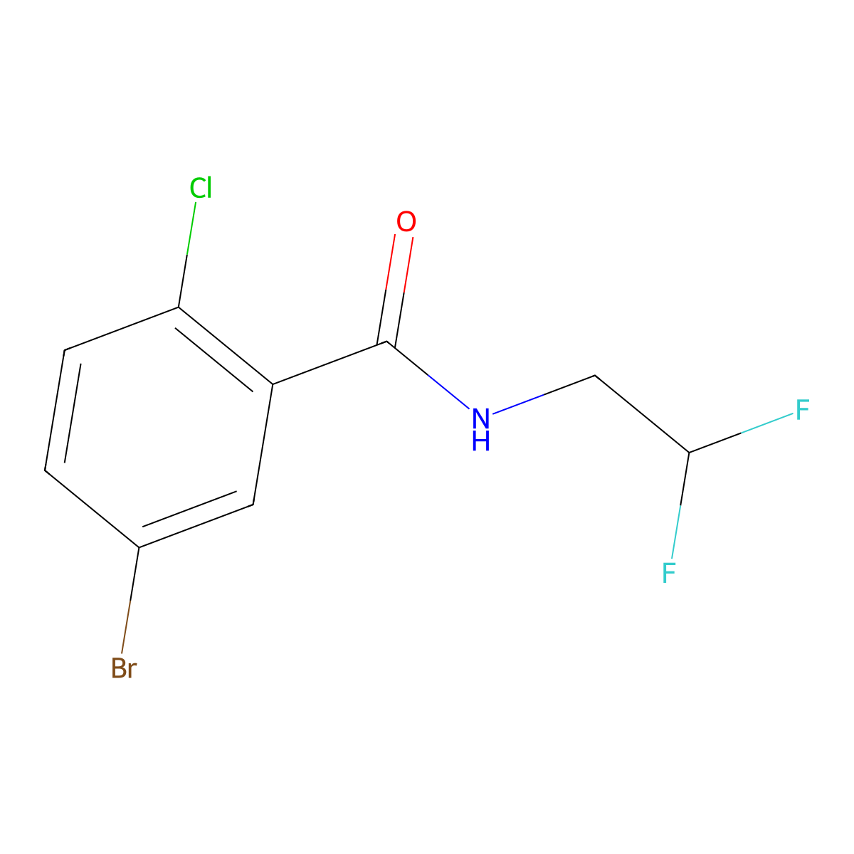 5-Bromo-2-chloro-N-(2,2-difluoroethyl)benzamide molecular structure, CAS 1556985-63-7