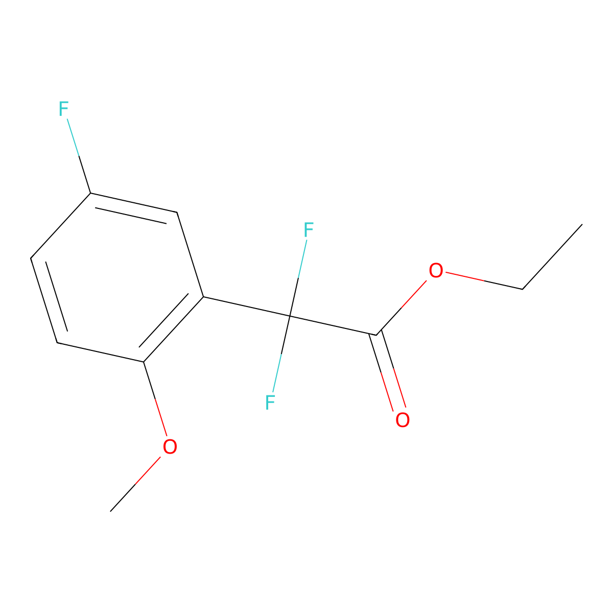 Ethyl 2,2-difluoro-2-(5-fluoro-2-methoxyphenyl)acetate molecular structure, CAS 1557019-43-8