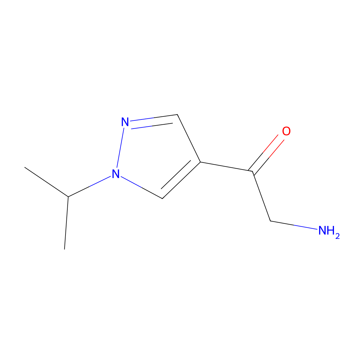 2-Amino-1-(1-isopropyl-1H-pyrazol-4-yl)ethanone molecular structure, CAS 1557020-32-2