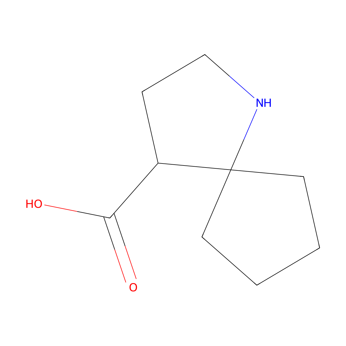 1-Azaspiro[4.4]nonane-4-carboxylic acid molecular structure, CAS 1557020-59-3