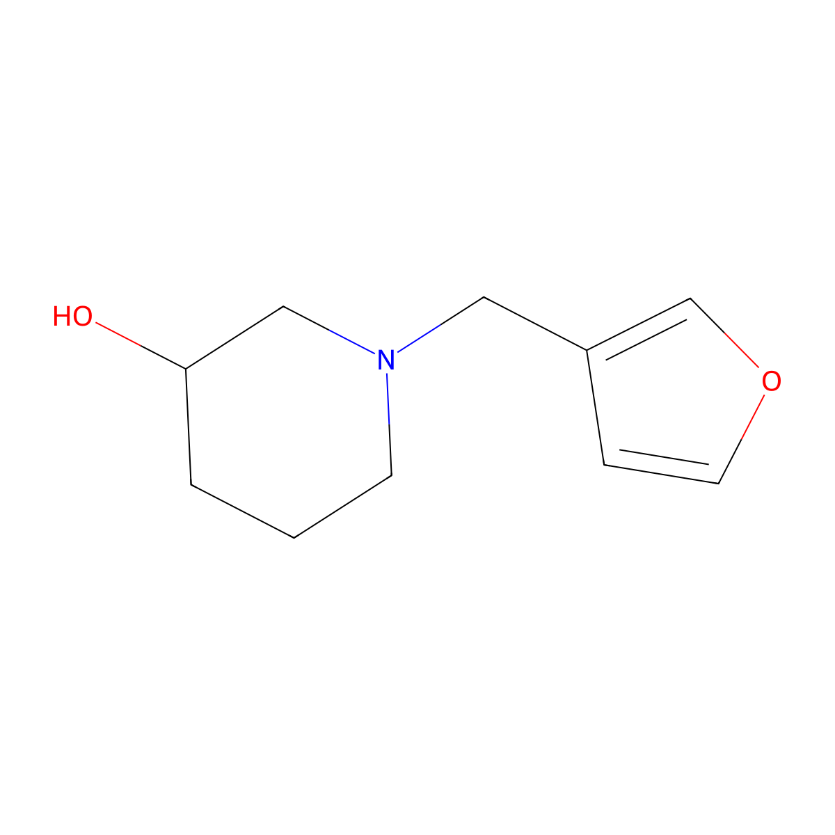 1-(Furan-3-ylmethyl)piperidin-3-ol molecular structure, CAS 1557032-00-4