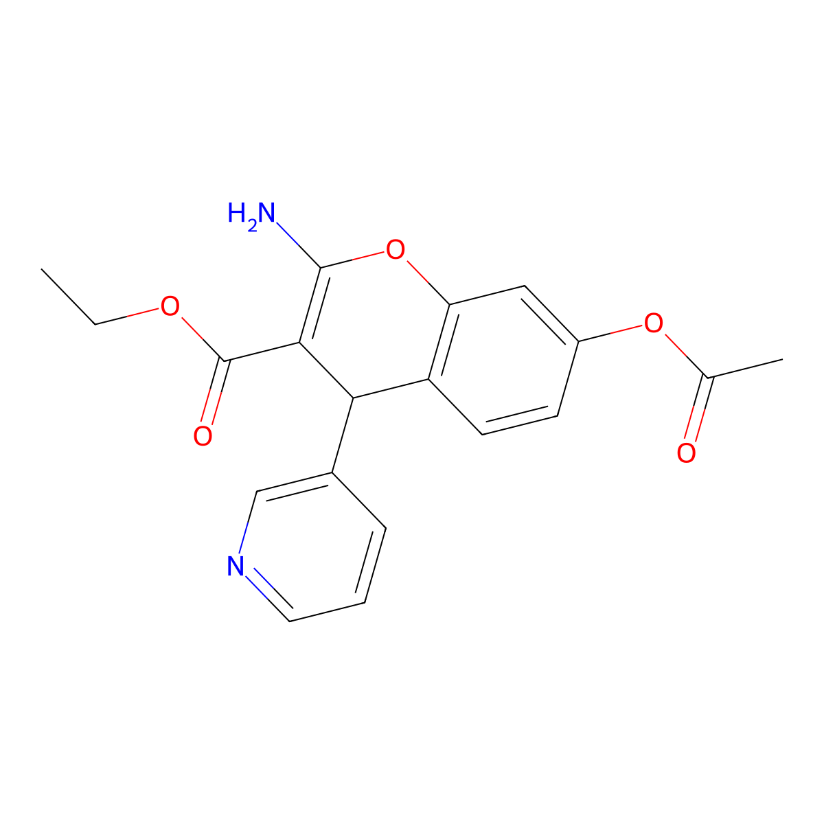 ethyl 7-(acetyloxy)-2-amino-4-(pyridin-3-yl)-4H-chromene-3-carboxylate molecular structure, CAS 1557036-45-9