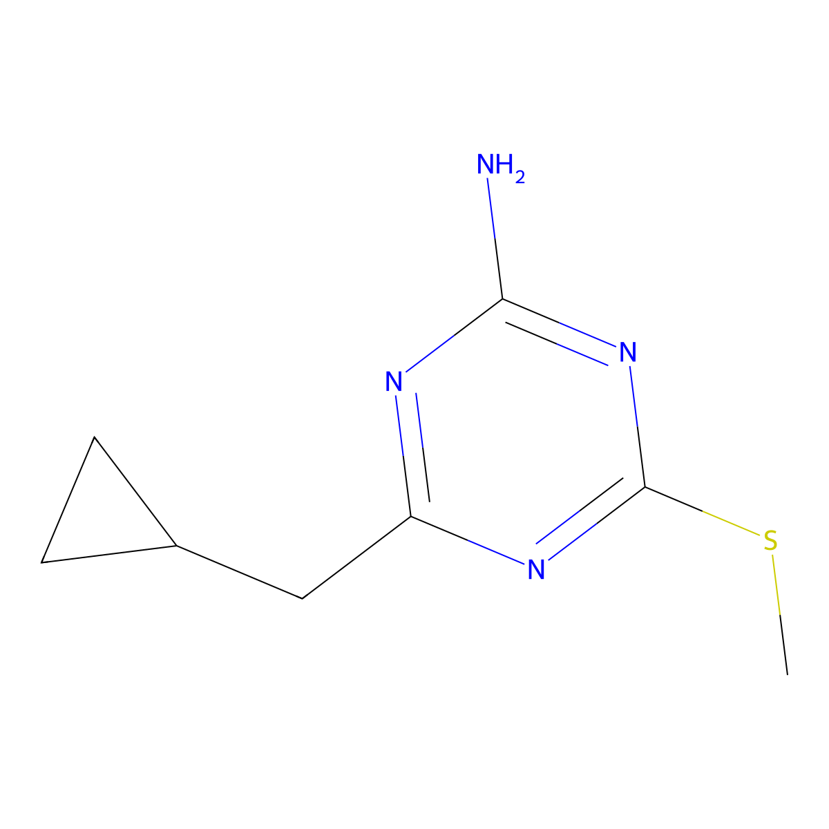 4-(Cyclopropylmethyl)-6-(methylsulfanyl)-1,3,5-triazin-2-amine molecular structure, CAS 1557037-08-7