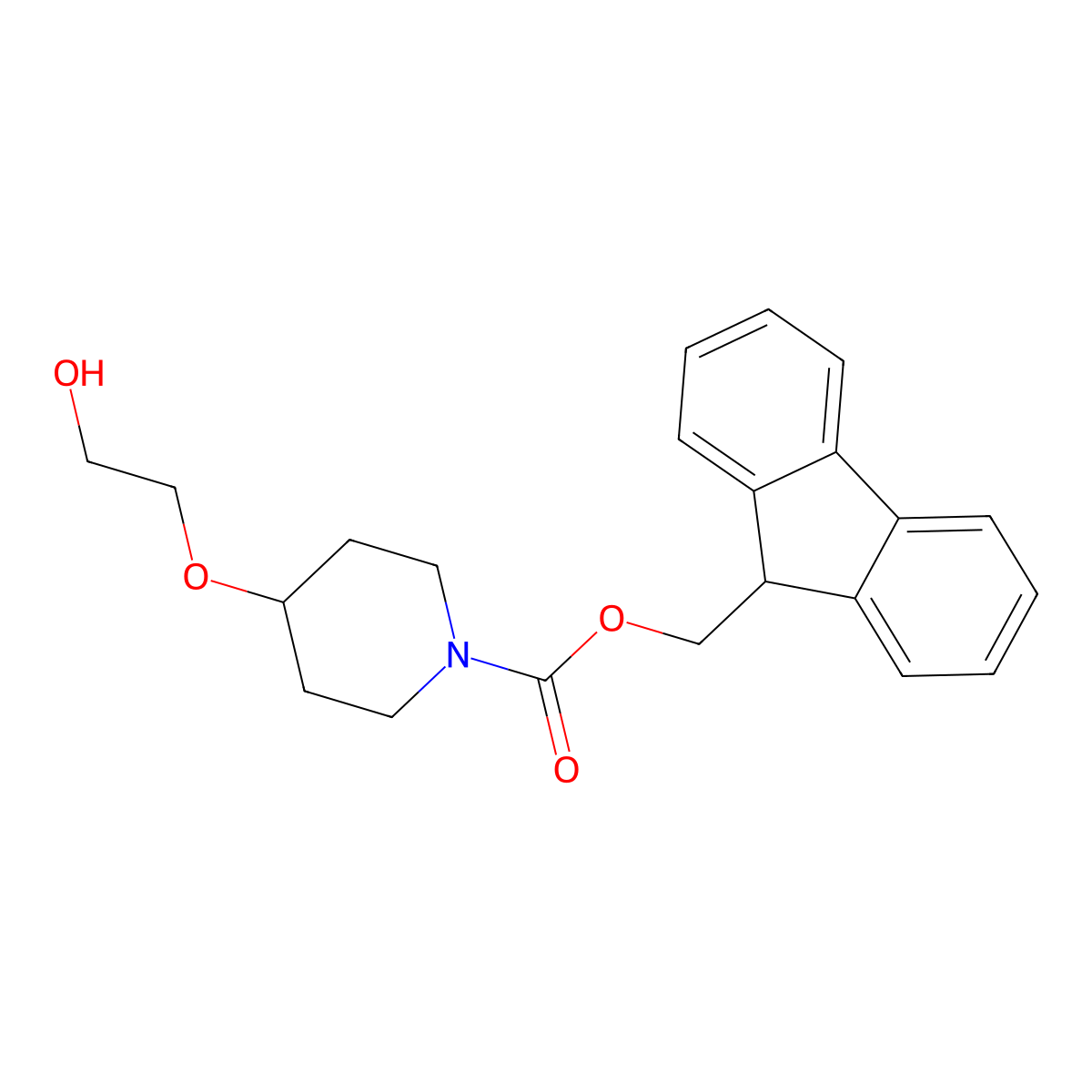(9H-fluoren-9-yl)methyl 4-(2-hydroxyethoxy)piperidine-1-carboxylate molecular structure, CAS 1557134-33-4