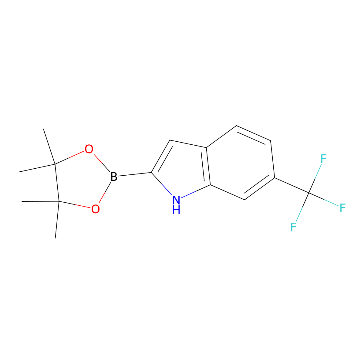 2-(4,4,5,5-Tetramethyl-1,3,2-dioxaborolan-2-yl)-6-(trifluoromethyl)-1H-indole molecular structure, CAS 1557138-33-6