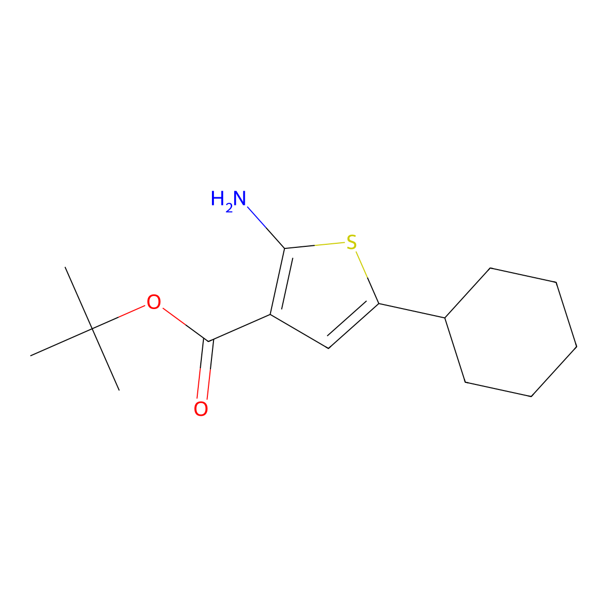 Tert-butyl 2-amino-5-cyclohexylthiophene-3-carboxylate molecular structure, CAS 1557141-40-8