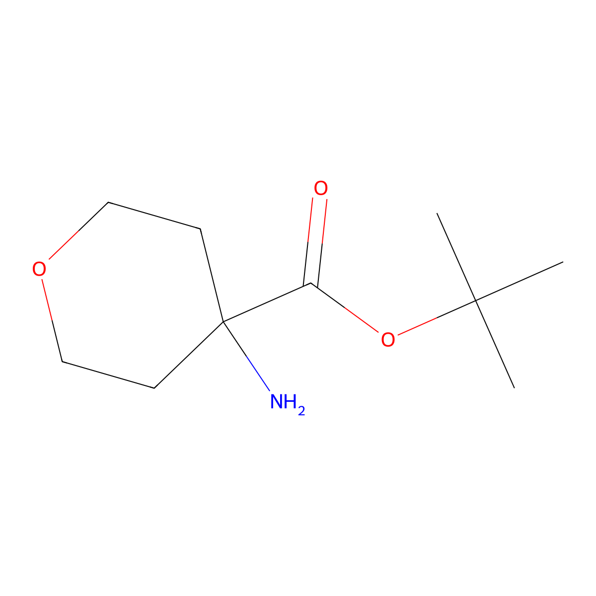 Tert-butyl 4-aminooxane-4-carboxylate molecular structure, CAS 1557187-54-8
