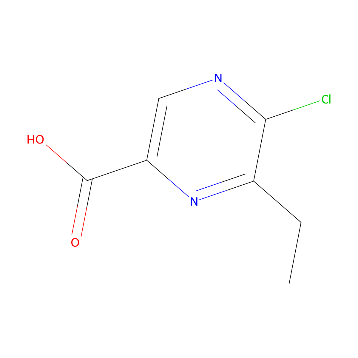 5-Chloro-6-ethylpyrazine-2-carboxylic acid molecular structure, CAS 1557194-13-4