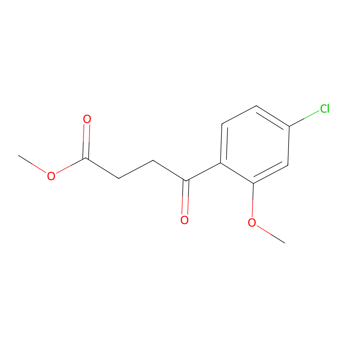 Methyl 4-chloro-2-methoxy-I(3)-oxobenzenebutanoate molecular structure, CAS 15572-04-0