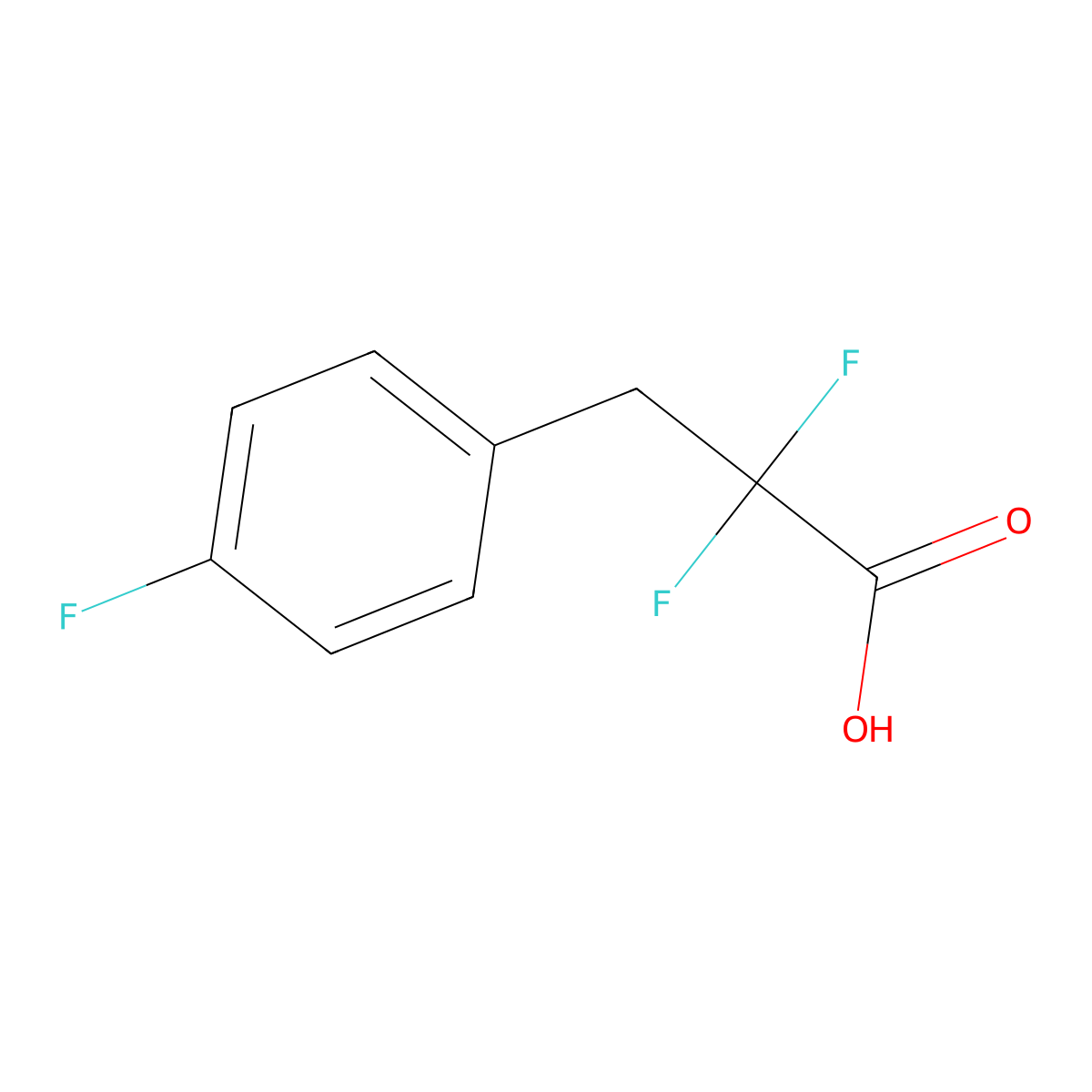 2,2-Difluoro-3-(4-fluorophenyl)propanoic acid molecular structure, CAS 1557203-10-7