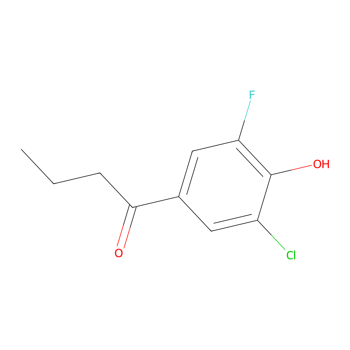 1-(3-Chloro-5-fluoro-4-hydroxyphenyl)butan-1-one molecular structure, CAS 1557217-11-4