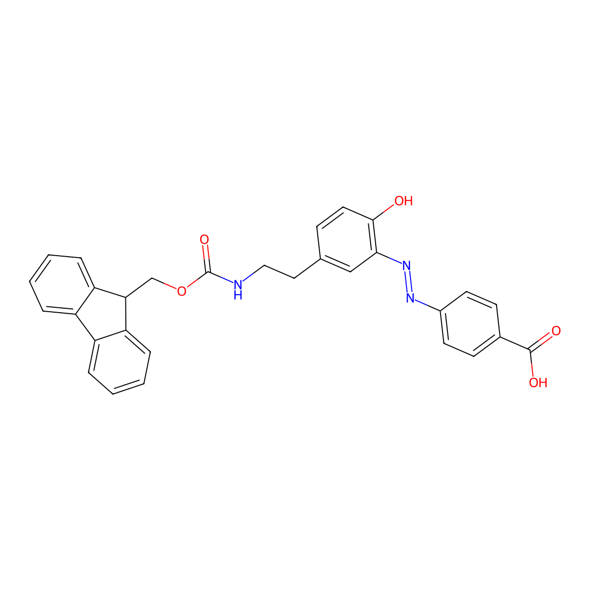 4-{5-[2-(9H-Fluoren-9-ylmethoxycarbonylamino)-ethyl]-2-hydroxy-phenylazo}-benzoic acid molecular structure, CAS 1557231-99-8