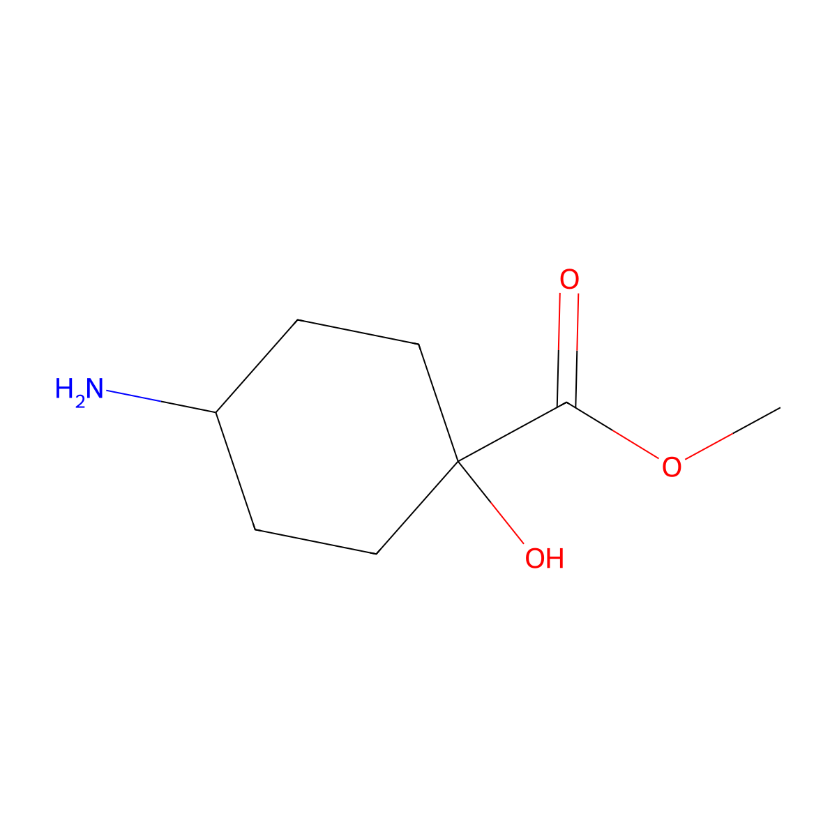 Methyl 4-amino-1-hydroxycyclohexane-1-carboxylate molecular structure, CAS 1557262-16-4
