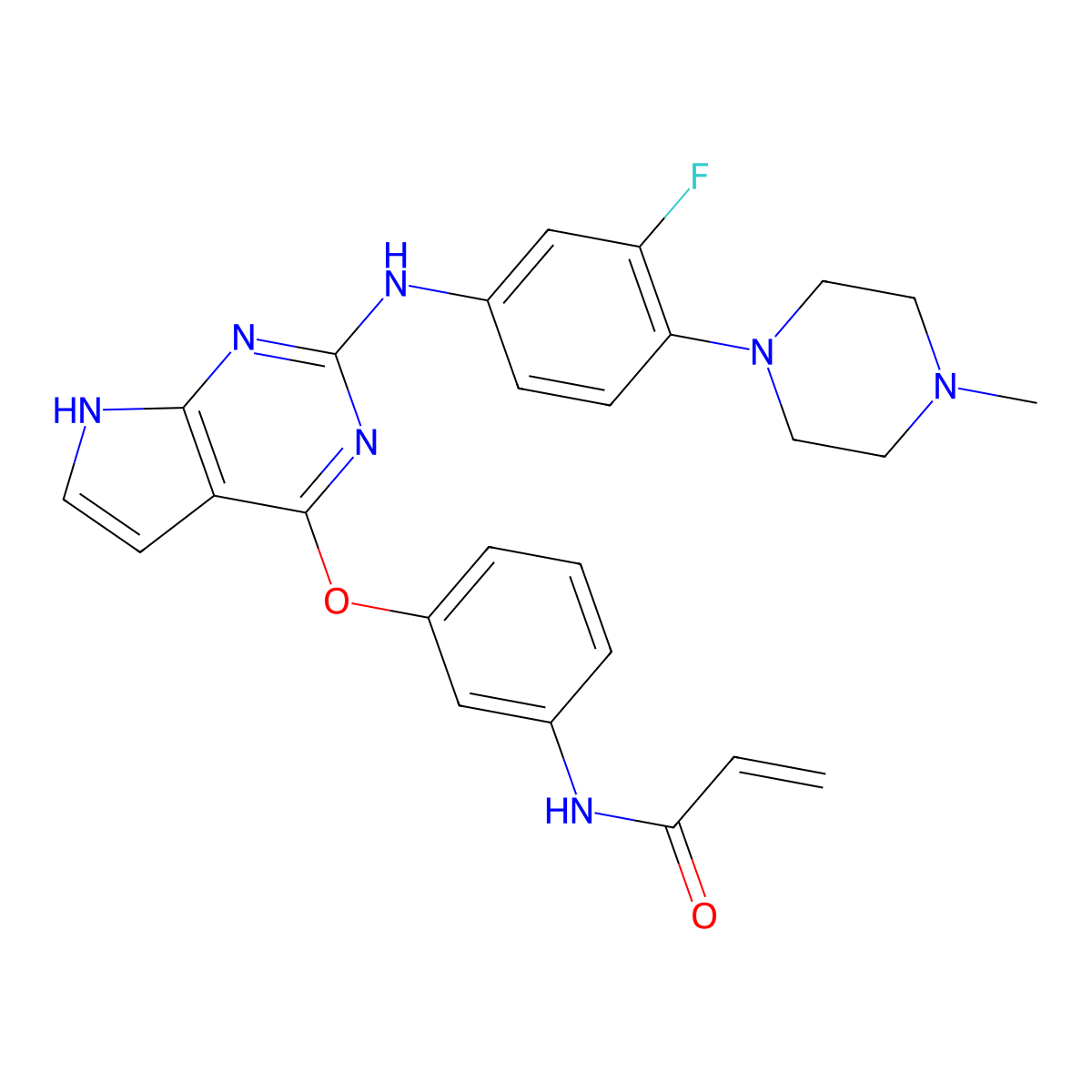 Abivertinib molecular structure, CAS 1557267-42-1