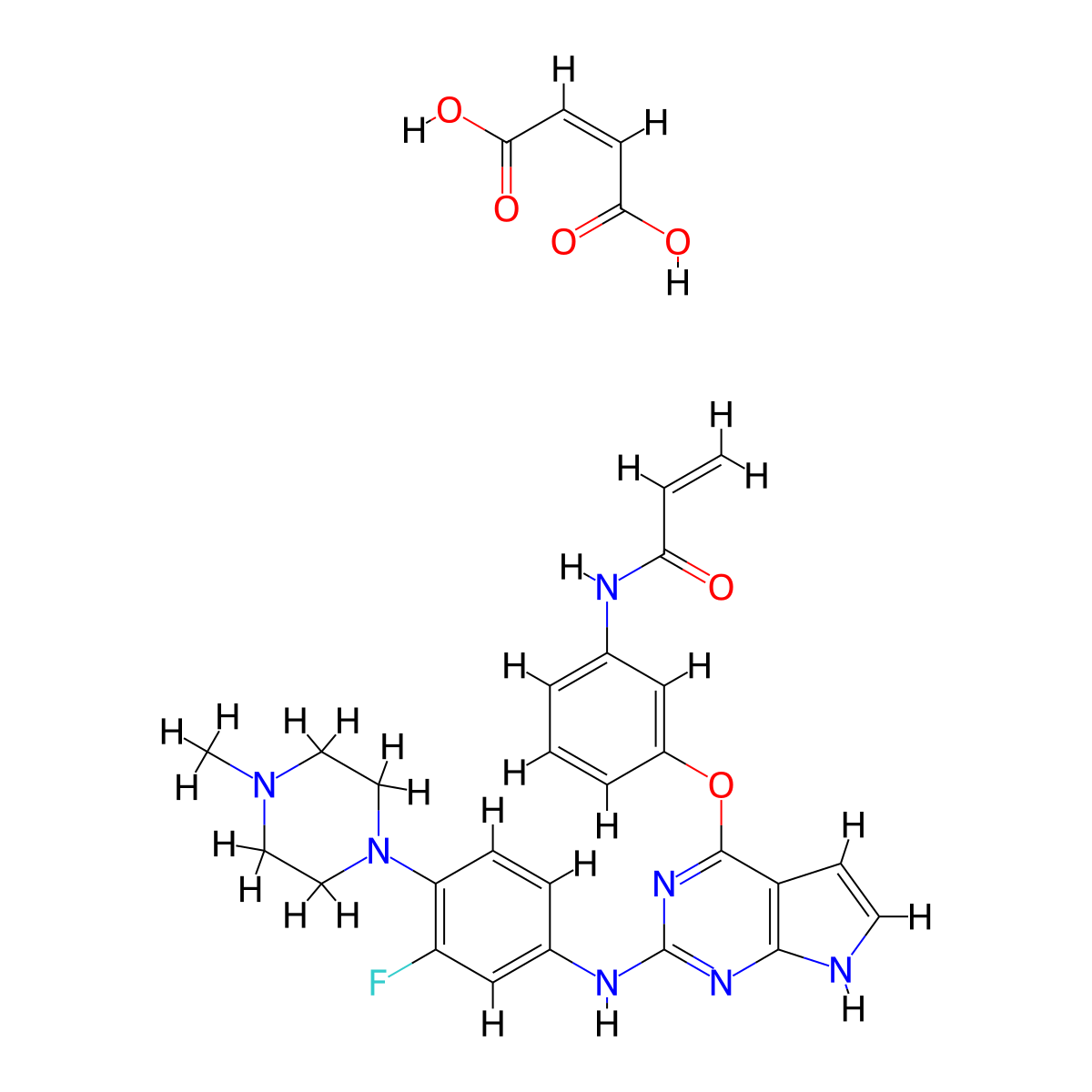 Abivertinib maleate anhydrous molecular structure, CAS 1557268-88-8