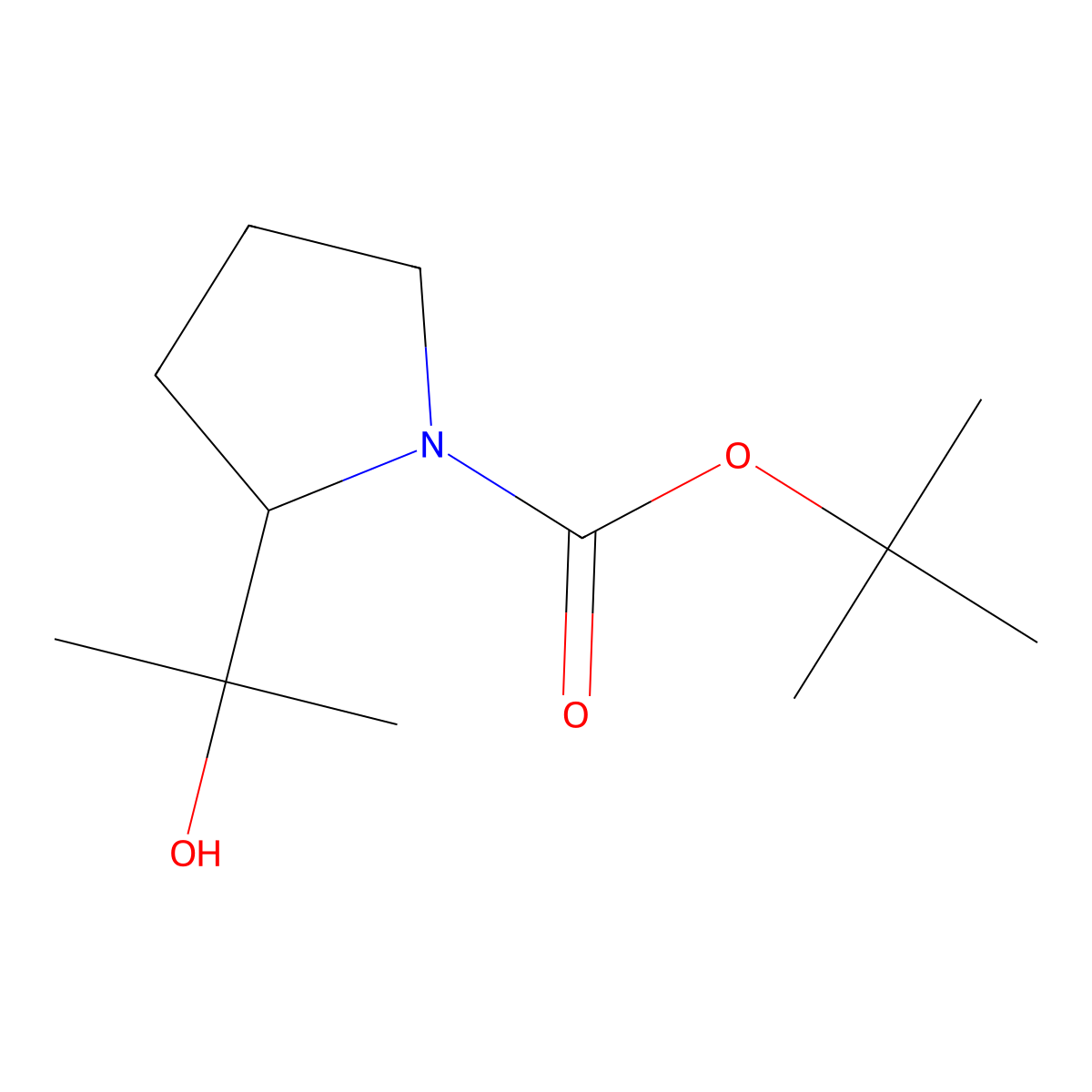 tert-butyl (2R)-2-(2-hydroxypropan-2-yl)pyrrolidine-1-carboxylate molecular structure, CAS 155728-50-0