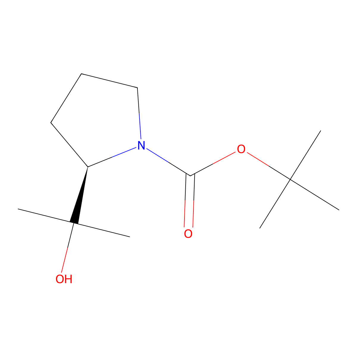 tert-butyl (2R)-2-(2-hydroxypropan-2-yl)pyrrolidine-1-carboxylate molecular structure, CAS 155728-50-0