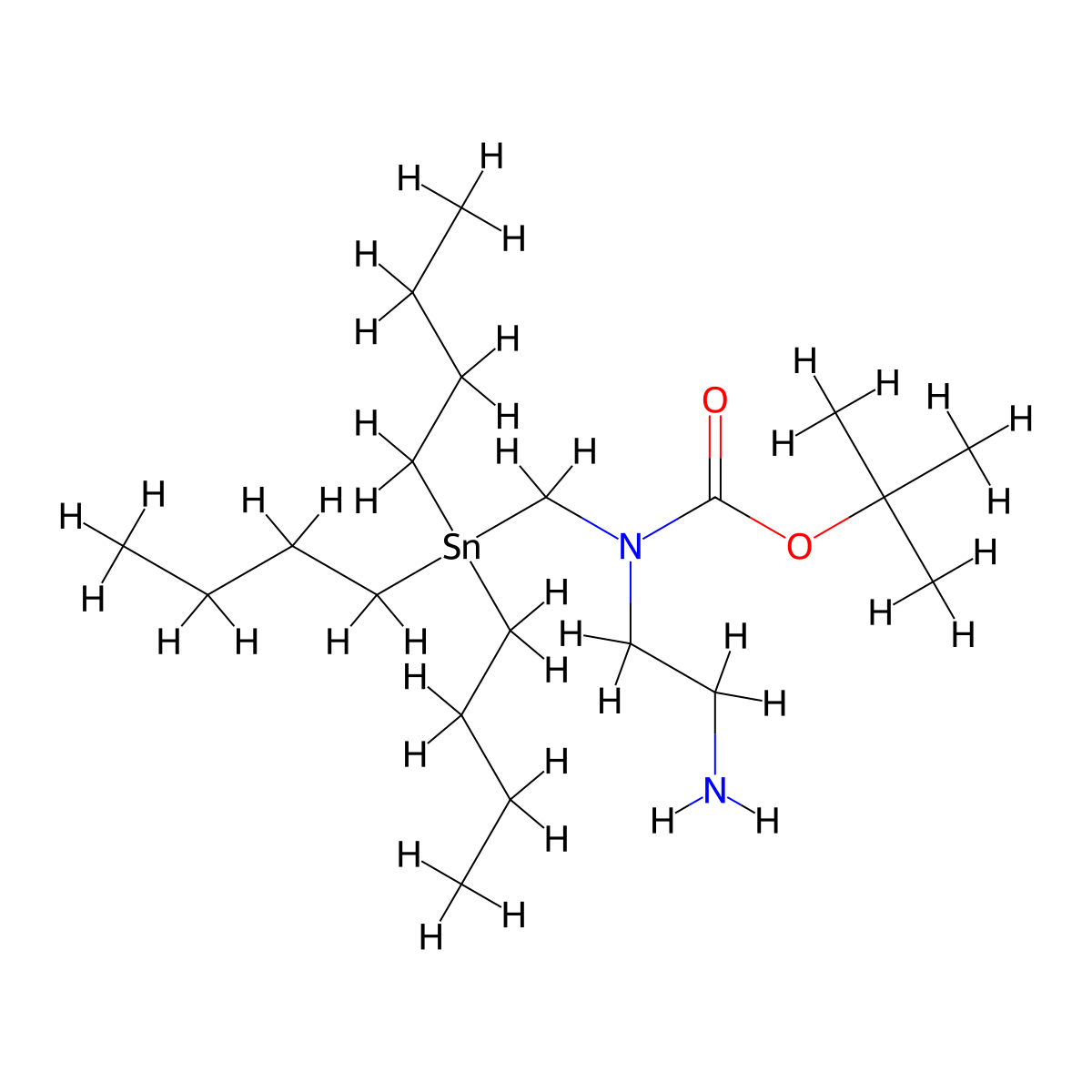 tert-butyl N-(2-aminoethyl)-N-[(tributylstannyl)methyl]carbamate molecular structure, CAS 1557287-99-6