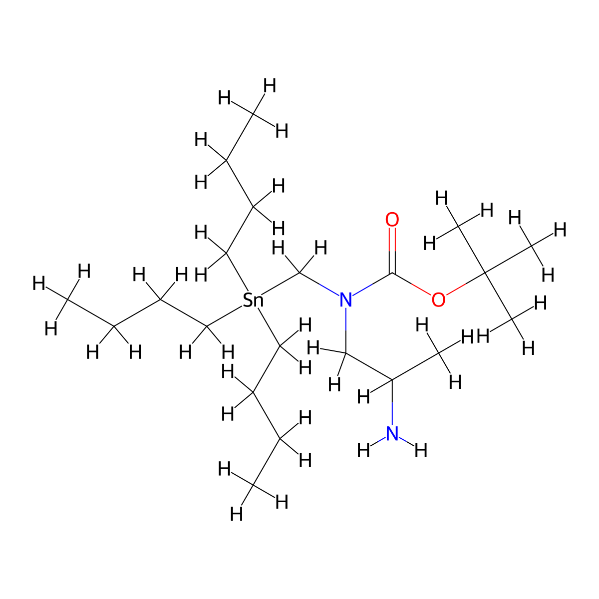 Tert-butyl(2-aminopropyl)((tributylstannyl)methyl)carbamate molecular structure, CAS 1557288-02-4
