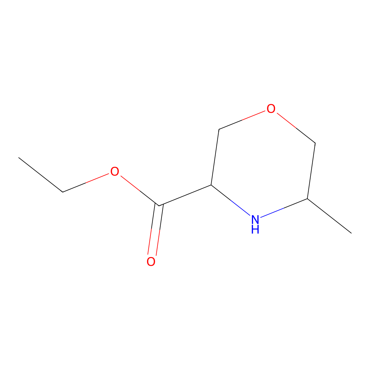 rac-ethyl (3R,5R)-5-methylmorpholine-3-carboxylate molecular structure, CAS 1557288-66-0