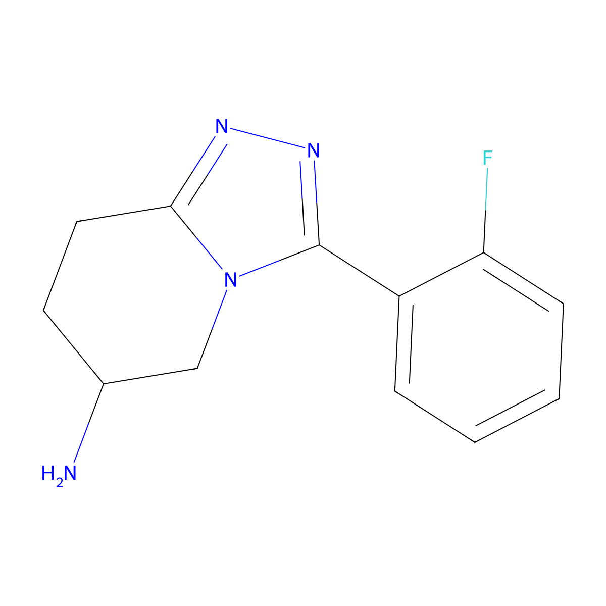 3-(2-fluorophenyl)-5H,6H,7H,8H-[1,2,4]triazolo[4,3-a]pyridin-6-amine molecular structure, CAS 1557295-24-5