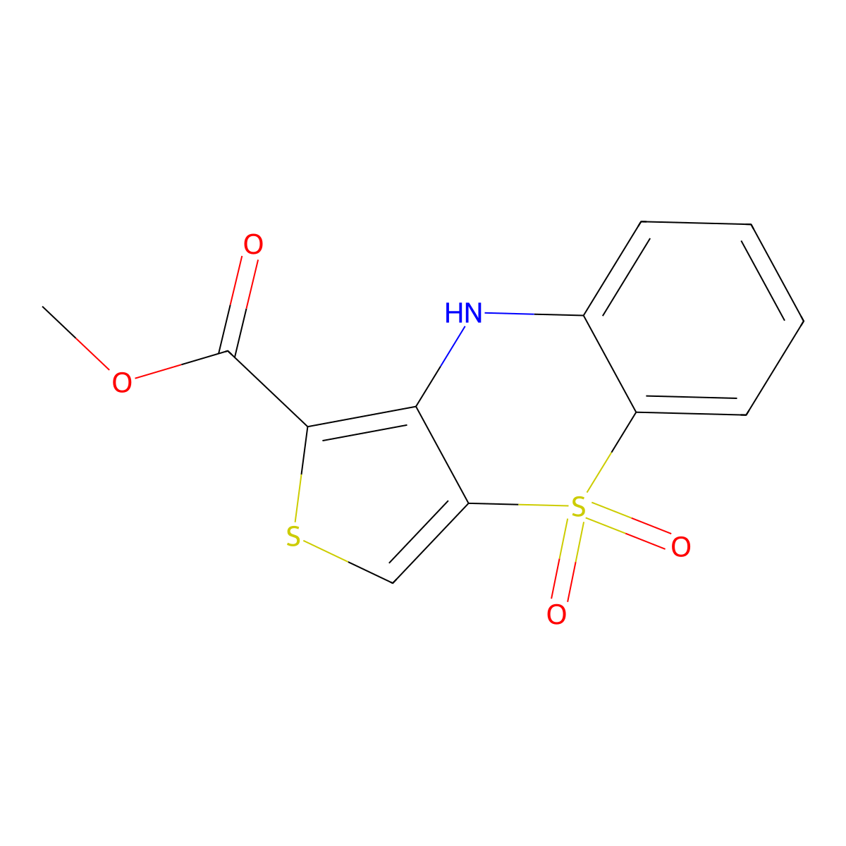 Methyl 4,4-dioxo-9H-thieno[3,4-b][1,4]benzothiazine-1-carboxylate molecular structure, CAS 1557296-93-1