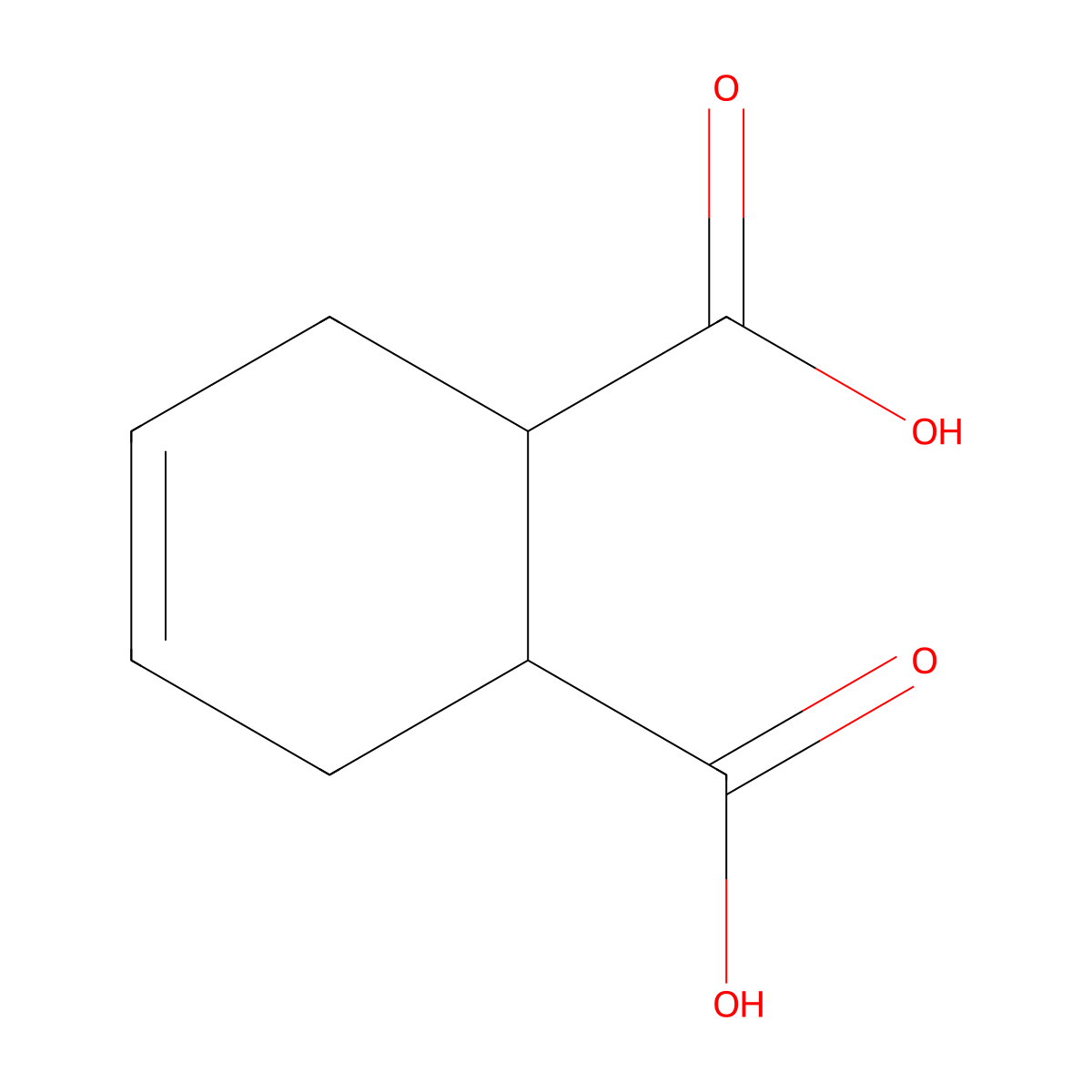 4-Cyclohexene-1,2-dicarboxylic acid, trans- molecular structure, CAS 15573-40-7