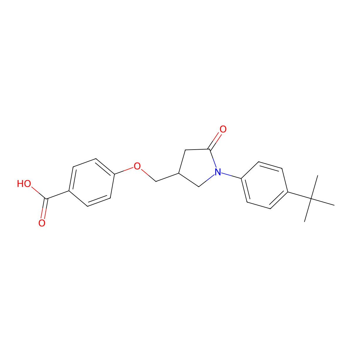 (S)-(+)-4-[1-(4-tert-Butylphenyl)-2-oxo-pyrrolidin-4-yl]methoxybenzoic acid molecular structure, CAS 155730-92-0