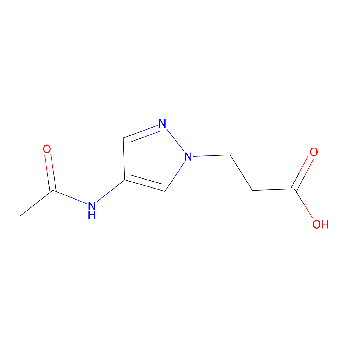 3-(4-acetamido-1H-pyrazol-1-yl)propanoic acid molecular structure, CAS 1557305-73-3