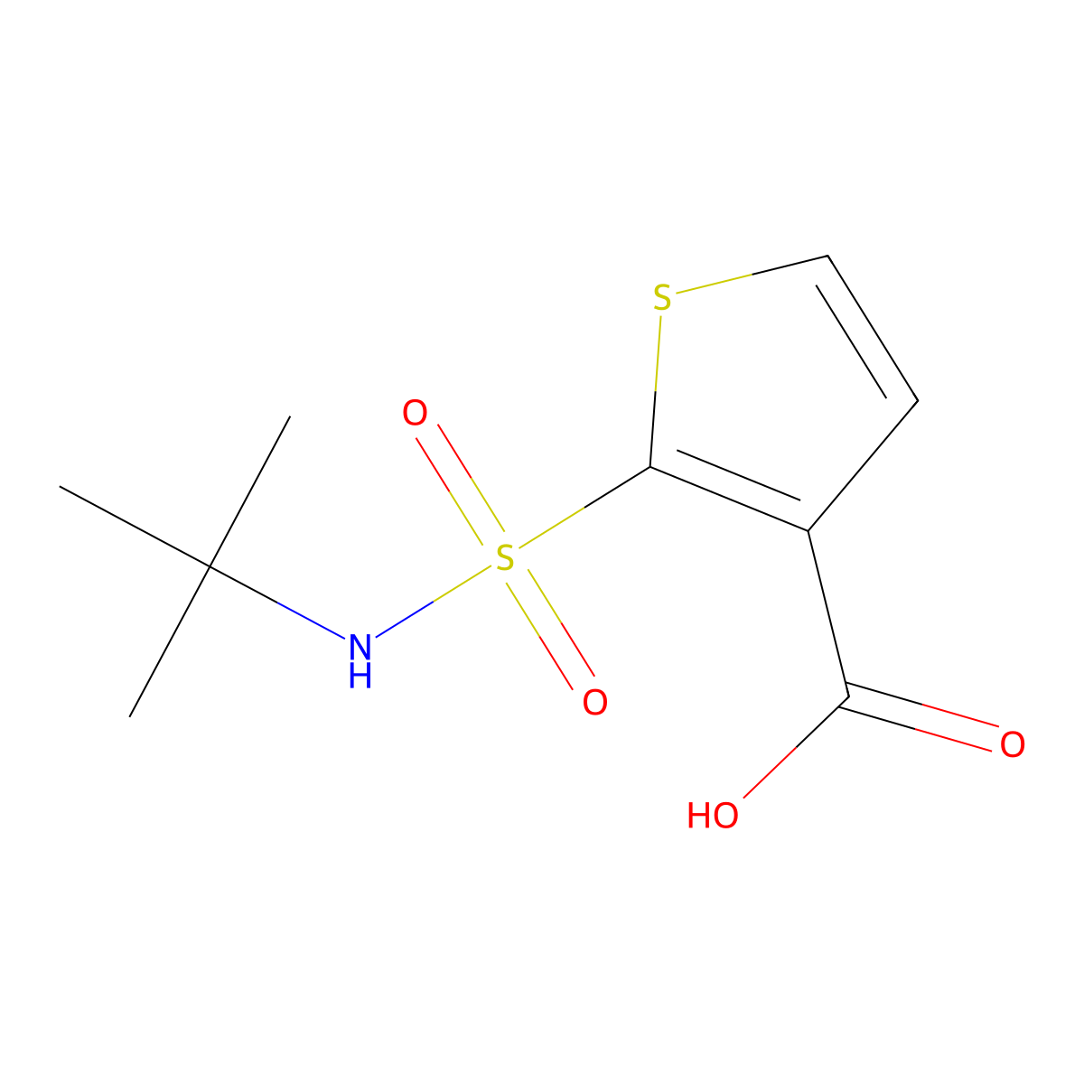 2-(tert-butylsulfamoyl)thiophene-3-carboxylic Acid molecular structure, CAS 155731-16-1