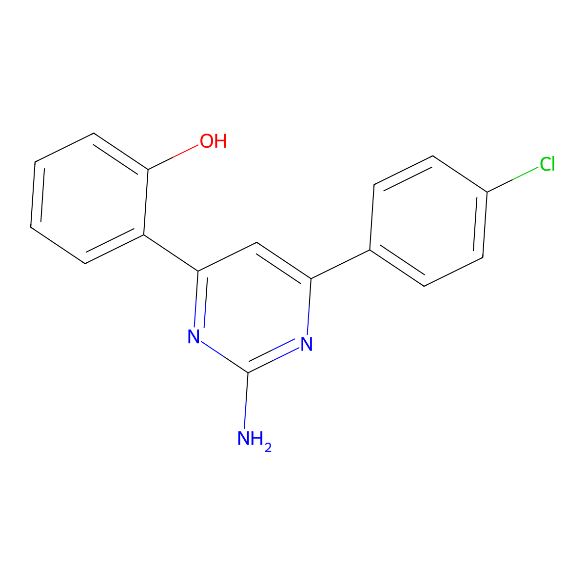 Phenol, 2-[2-amino-6-(4-chlorophenyl)-4-pyrimidinyl]- molecular structure, CAS 155733-27-0