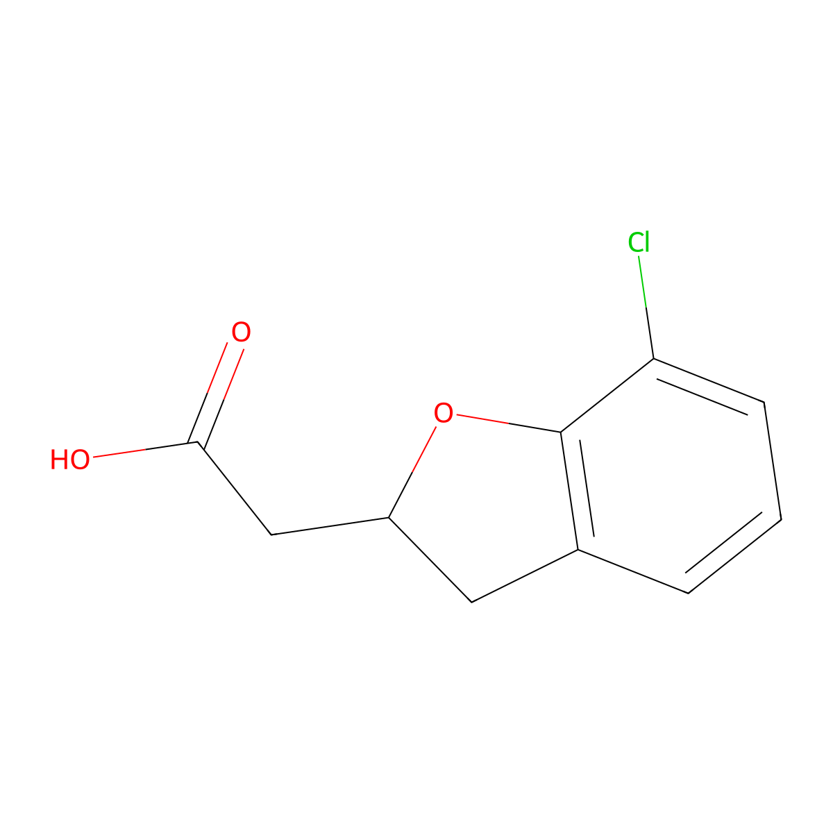 2-(7-Chloro-2,3-dihydro-1-benzofuran-2-yl)acetic acid molecular structure, CAS 1557339-87-3