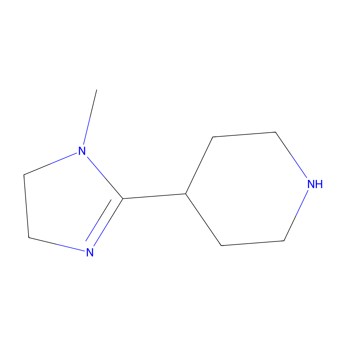 4-(1-methyl-4,5-dihydro-1H-imidazol-2-yl)piperidine molecular structure, CAS 1557340-02-9