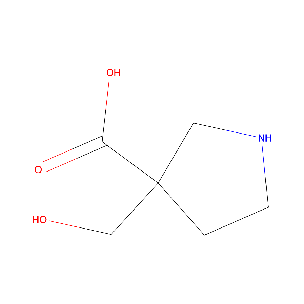3-(Hydroxymethyl)pyrrolidine-3-carboxylic acid molecular structure, CAS 1557396-14-1
