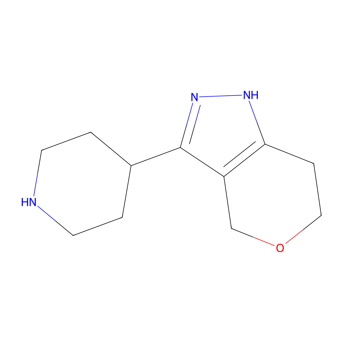 3-(Piperidin-4-yl)-1,4,6,7-tetrahydropyrano[4,3-c]pyrazole molecular structure, CAS 1557399-68-4