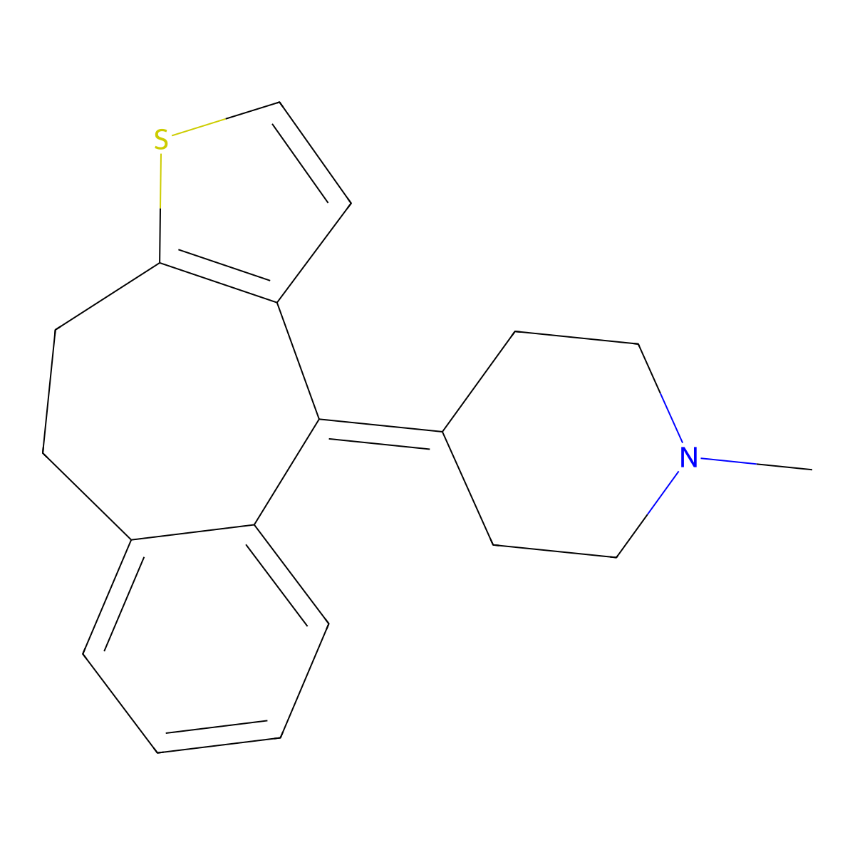 Pizotifen molecular structure, CAS 15574-96-6