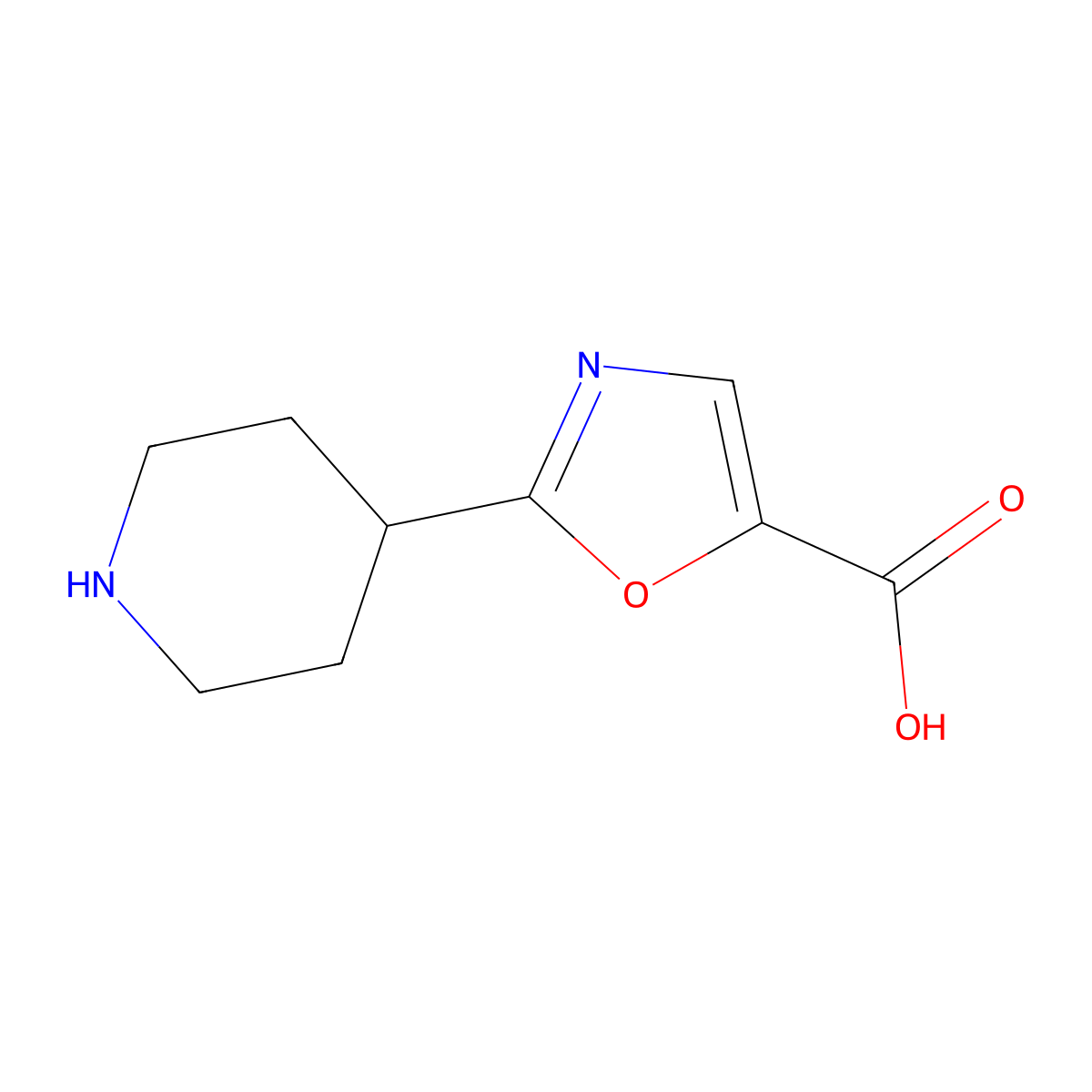 2-(Piperidin-4-yl)-1,3-oxazole-5-carboxylic acid molecular structure, CAS 1557402-03-5