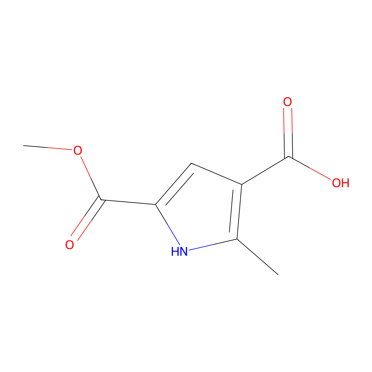 5-(methoxycarbonyl)-2-methyl-1H-pyrrole-3-carboxylic acid molecular structure, CAS 1557406-50-4