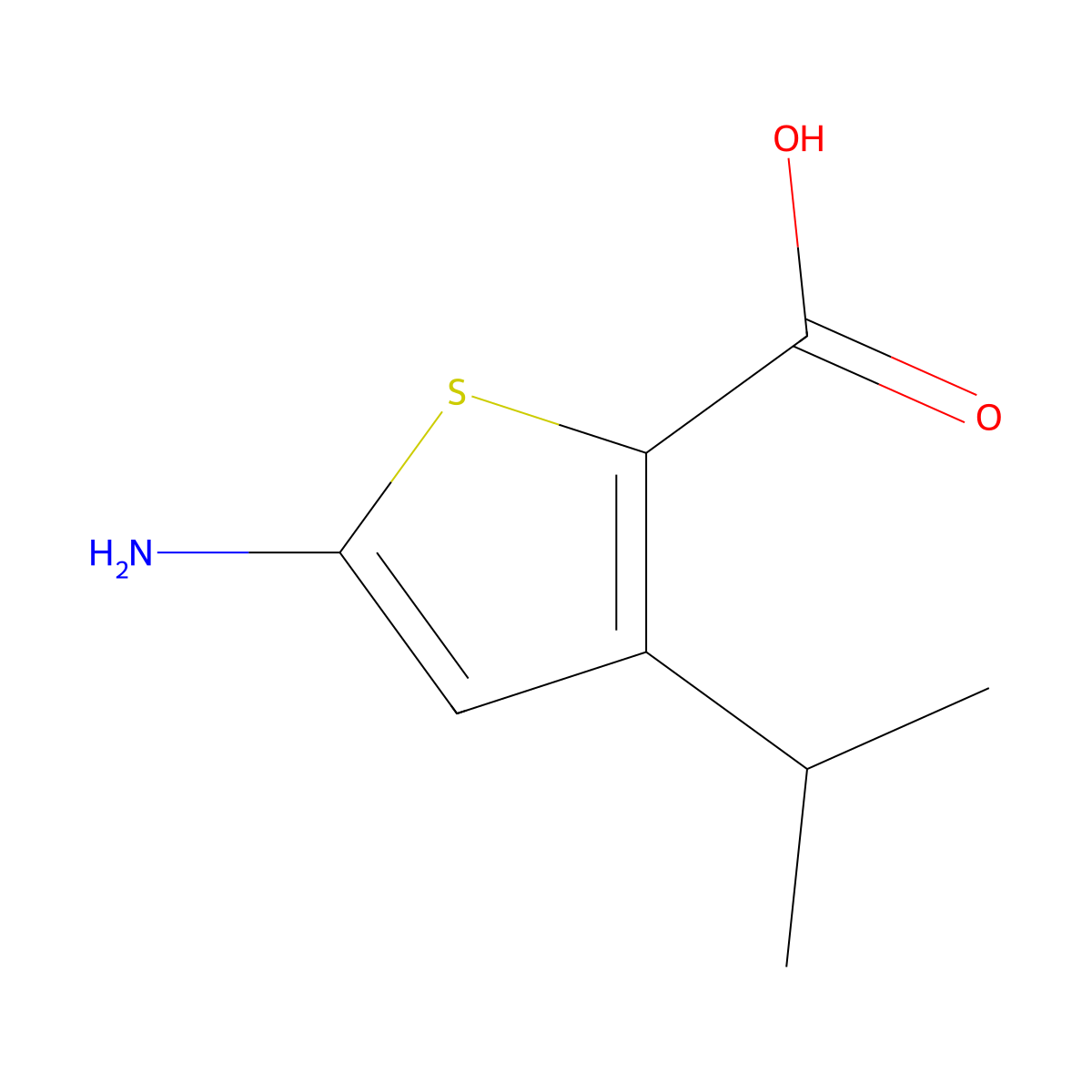 5-Amino-3-(propan-2-yl)thiophene-2-carboxylic acid molecular structure, CAS 1557408-05-5