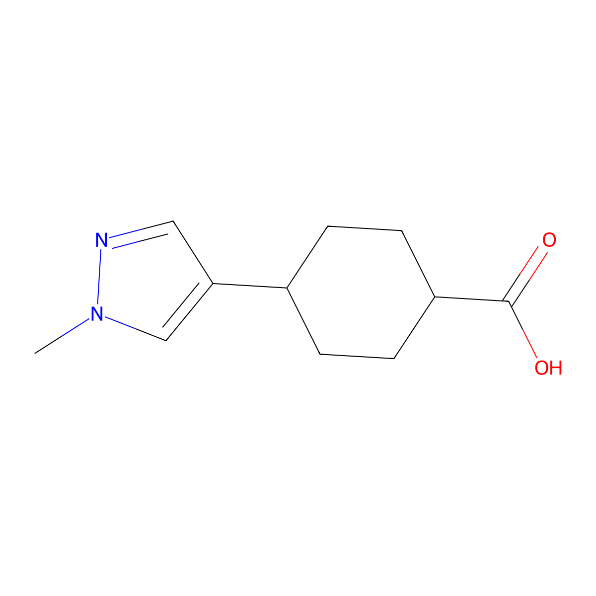 4-(1-Methyl-1H-pyrazol-4-yl)cyclohexane-1-carboxylic acid molecular structure, CAS 1557418-34-4