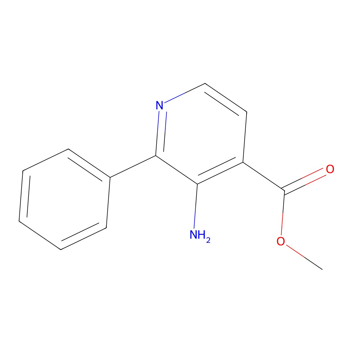 Methyl 3-amino-2-phenylpyridine-4-carboxylate molecular structure, CAS 1557420-27-5