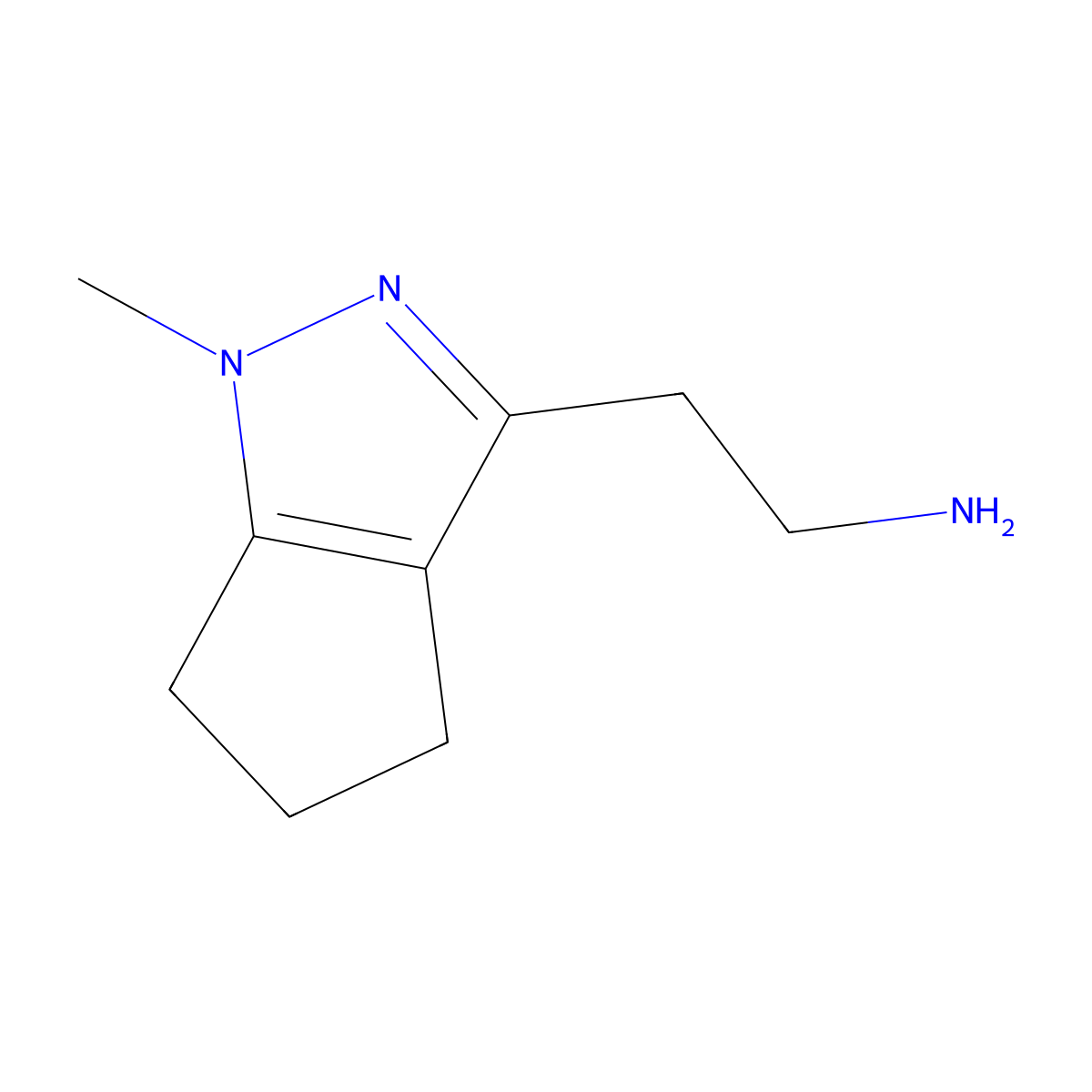 2-{1-methyl-1H,4H,5H,6H-cyclopenta[c]pyrazol-3-yl}ethan-1-amine molecular structure, CAS 1557433-94-9