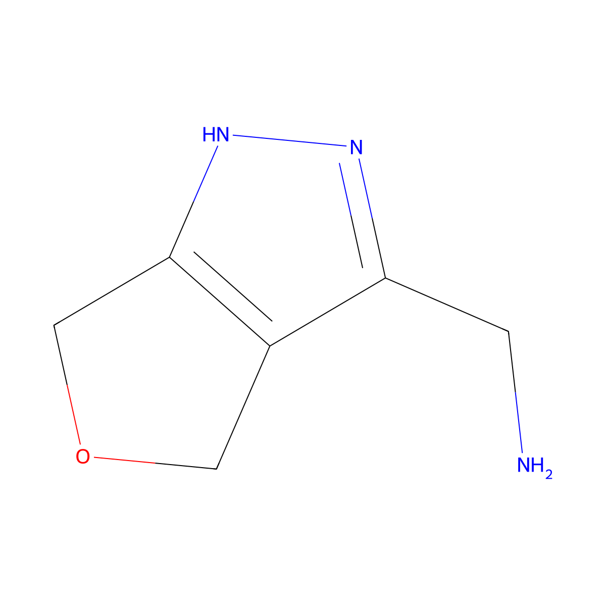 {1H,4H,6H-furo[3,4-c]pyrazol-3-yl}methanamine molecular structure, CAS 1557434-06-6