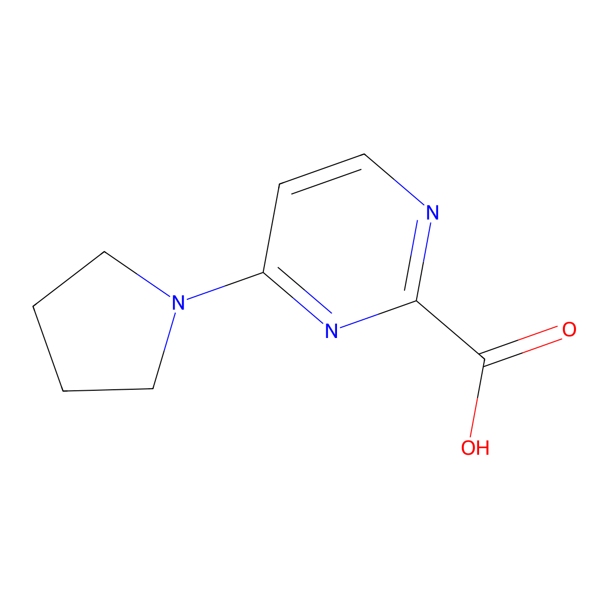 4-(Pyrrolidin-1-yl)pyrimidine-2-carboxylic acid molecular structure, CAS 1557444-88-8