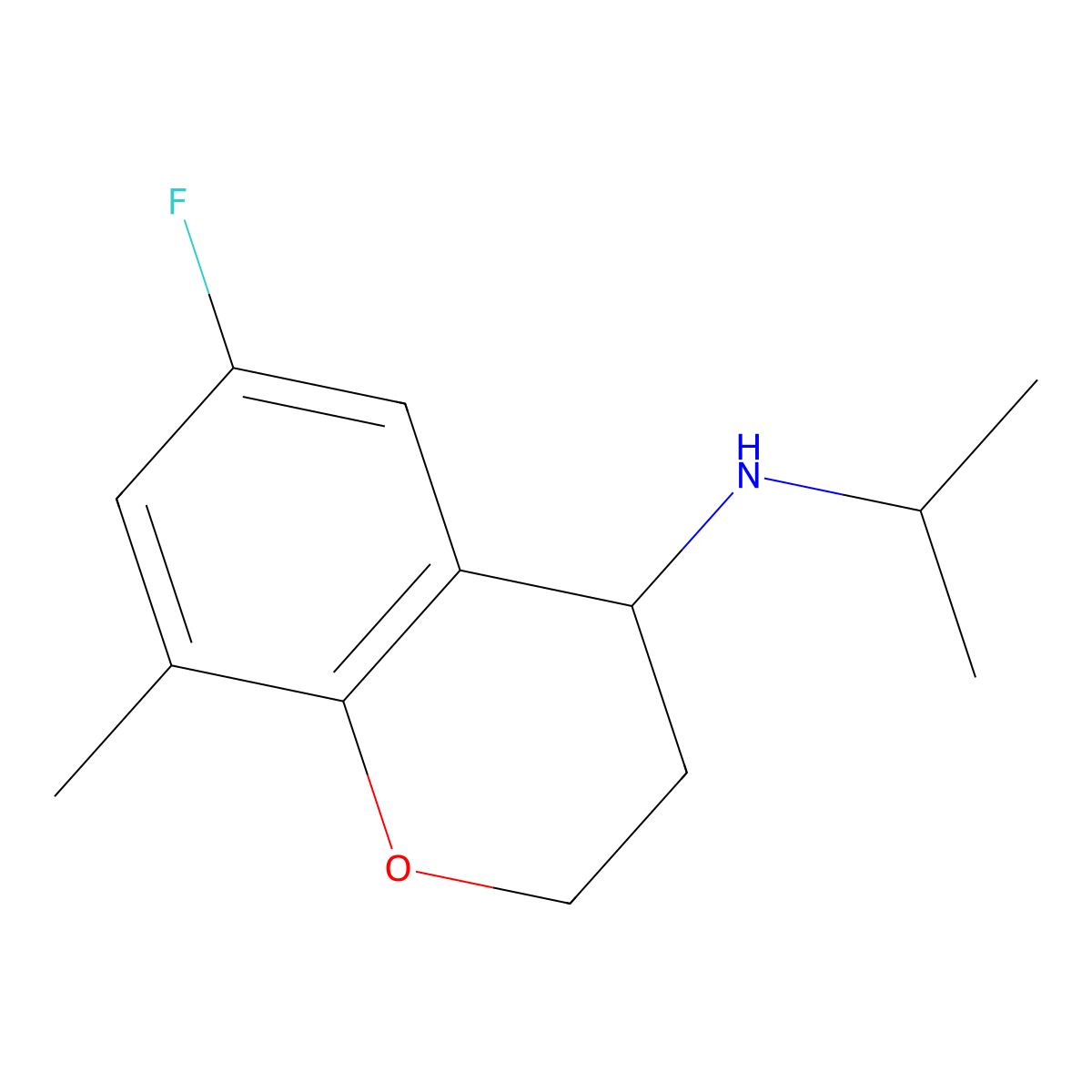 6-fluoro-8-methyl-N-(propan-2-yl)-3,4-dihydro-2H-1-benzopyran-4-amine molecular structure, CAS 1557451-16-7
