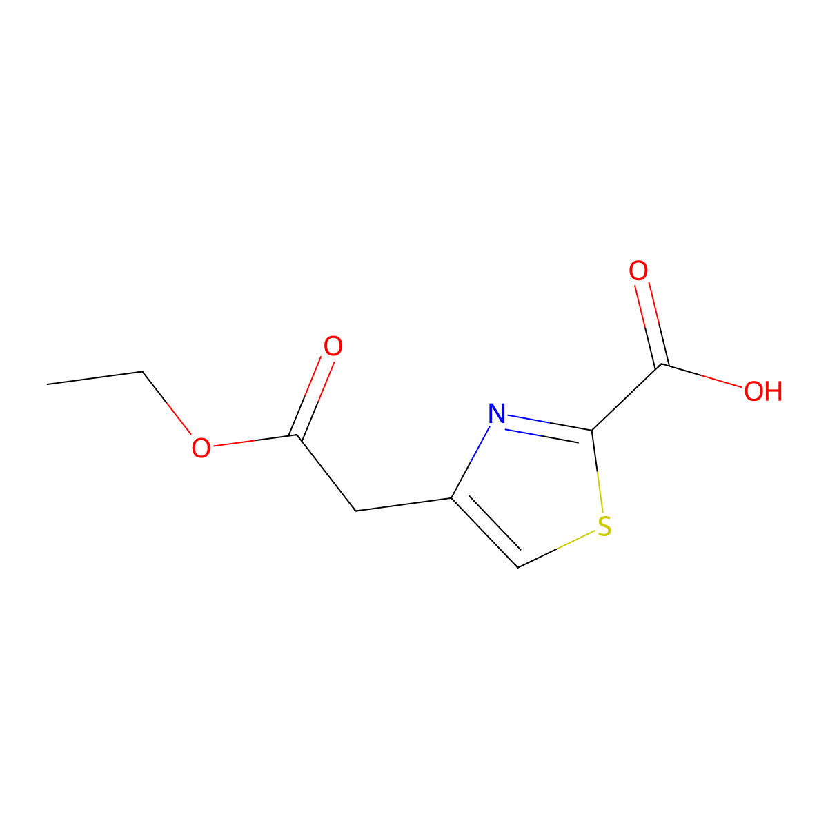 4-(2-Ethoxy-2-oxoethyl)thiazole-2-carboxylic acid molecular structure, CAS 1557479-69-2